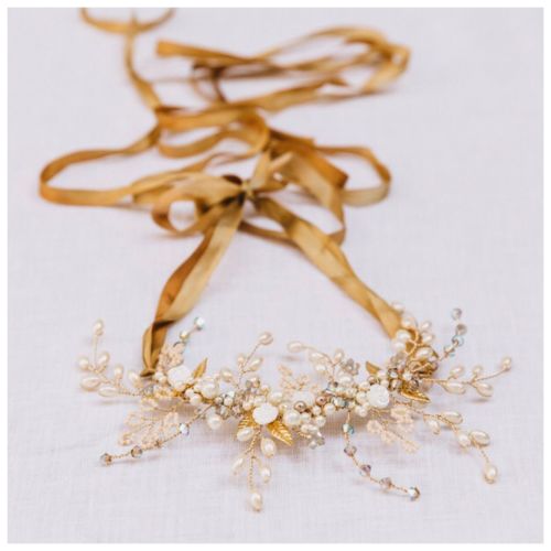 Tiny Rose and Leaf Headpiece and Necklace