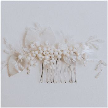GARDENIA VINTAGE LEAF | Antique Ivory Leaves Wedding Hair Comb 