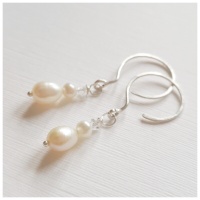 Double Pearl and Crystal Earrings