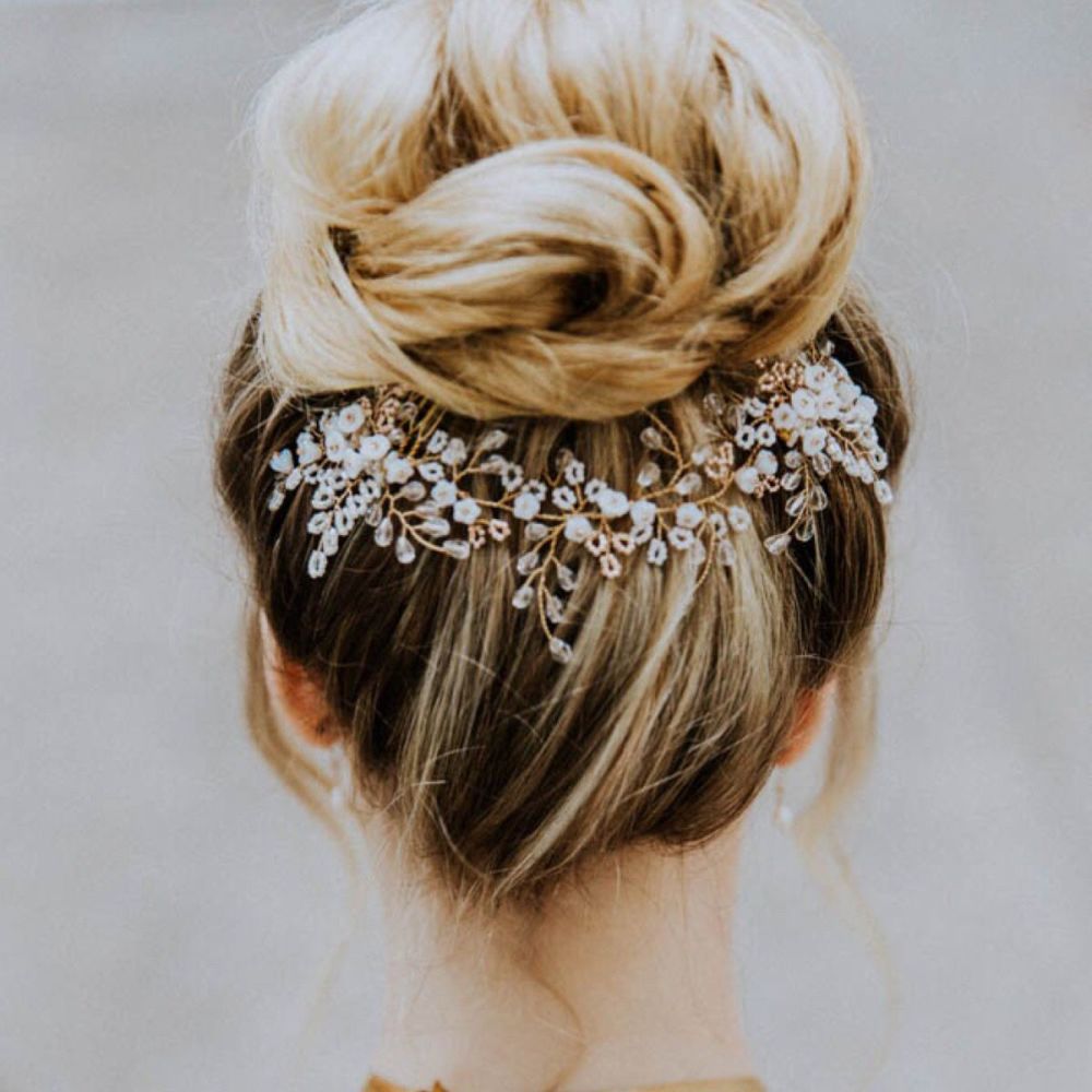 WINTER ROSE | Double Comb Bridal Headpiece over veil headdress