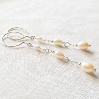 Pearl and Crystal Long Dangle Earrings