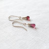 Sterling Silver Wire Wrapped Deep Red Garnet Earrings