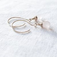 Sterling Silver Wire Wrapped Rose Quartz Earrings 