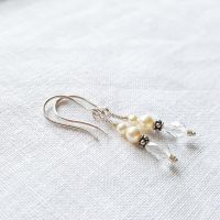 ANTIQUE PEARL AND CRYSTAL | Antique Glass Pearl and Crystal Bridal Drop Earrings