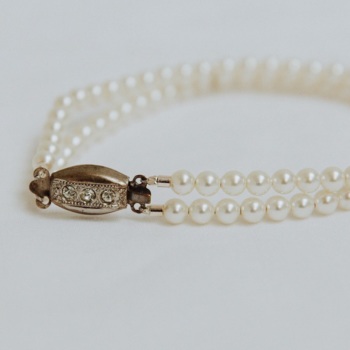 PEARL DOUBLE STRAND BRACELET | Pearl Double Strand Bridal Bracelet with Original Vintage Clasp