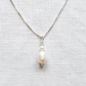 PEARL AND CRYSTAL | Double Freshwater Pearl and Crystal Drop Necklace 