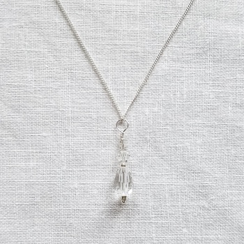 CRYSTAL | Sparkly Clear Crystal Drop Pendant Necklace 