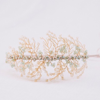 ROWAN | Delicate Pale Blue Crystal Botanical Bridal Headdress