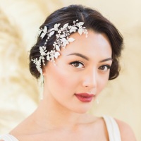 LEUCE | White Enamel Bridal Headpiece 