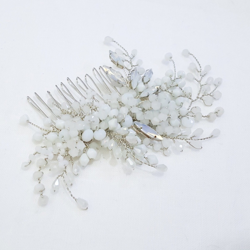 ISABELLINE | White Opal Wedding Hair Comb 