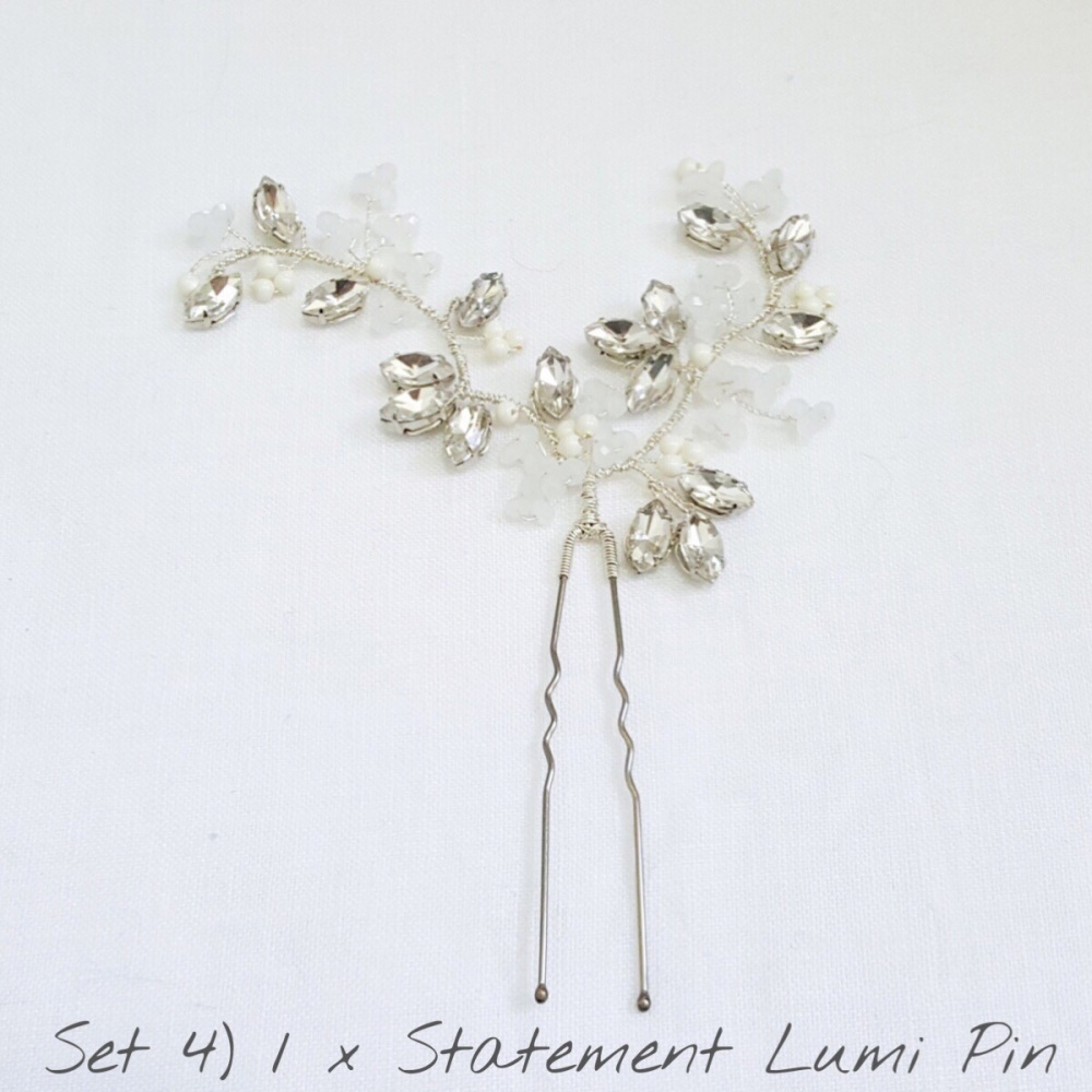 Lumi diamante and crystal wedding hair pins