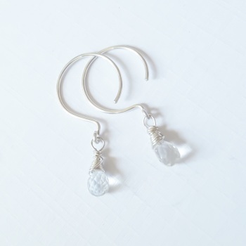 Sterling Silver Wire Wrapped White Topaz Earrings 
