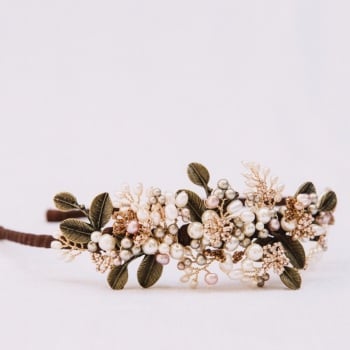 AUTUMN LEAVES | Asymmetric leaves and pearls Wedding Headdress