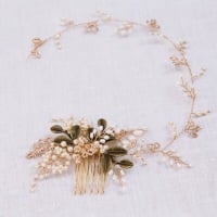 AUTUMN LEAVES | Gold Leaves and Pearl Wedding Hair Vine 