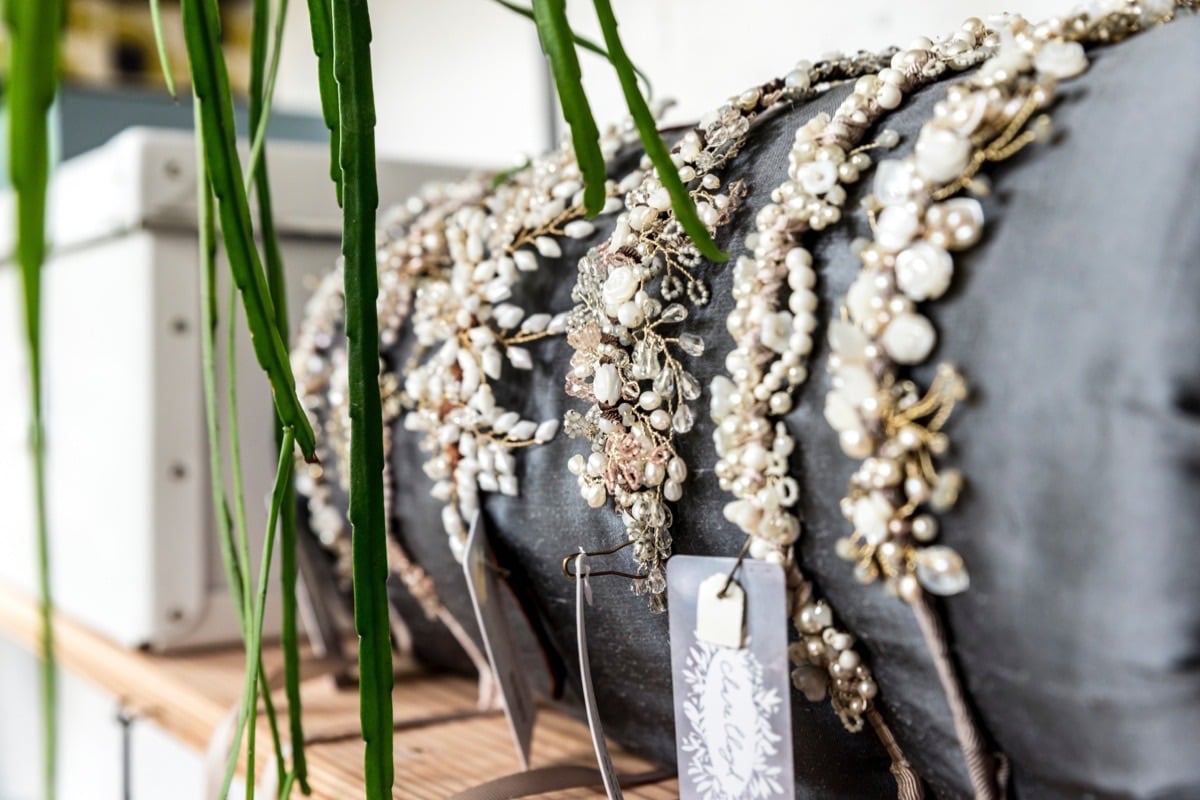 Bridal headdresses handmade by Clare Lloyd in Frome Somerset