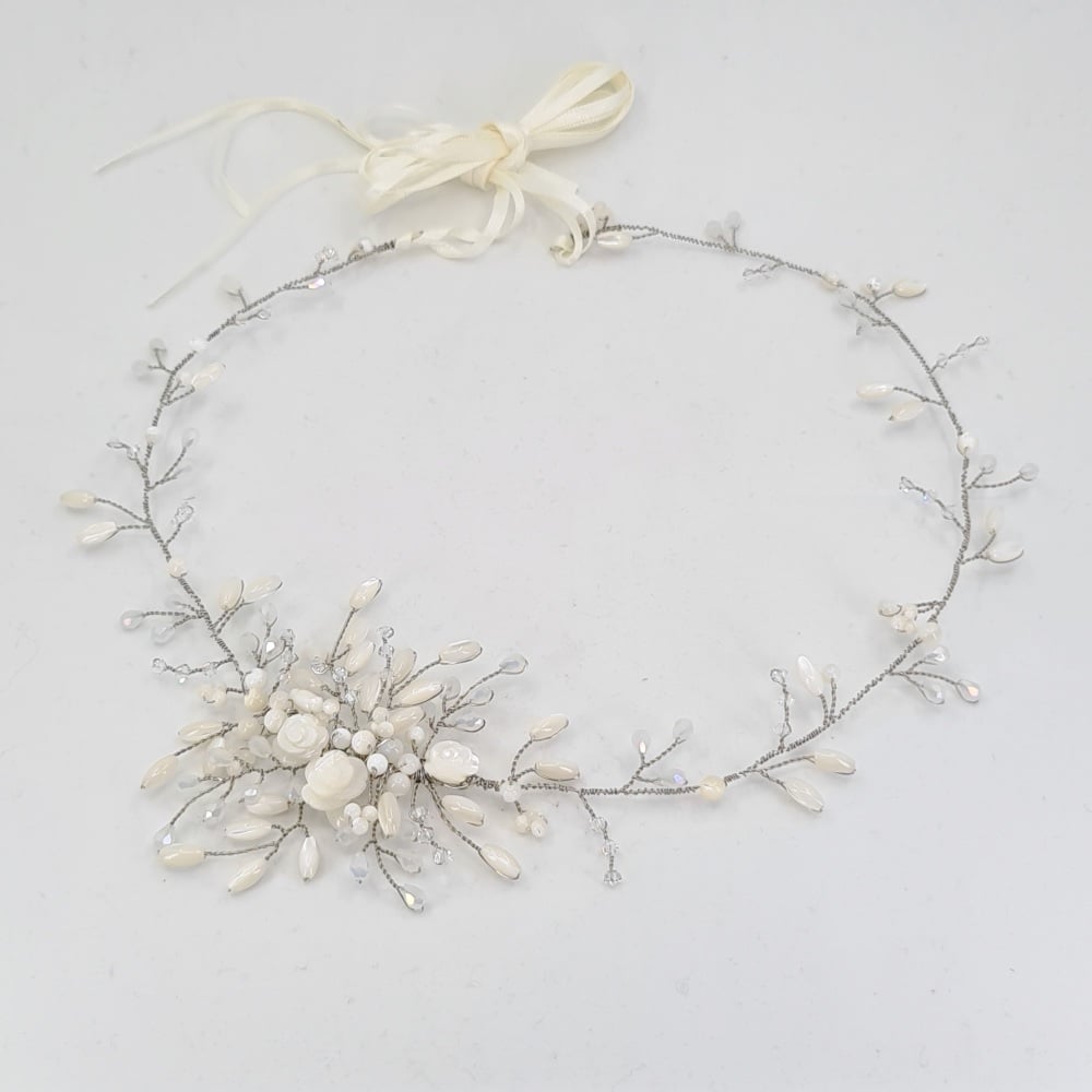 Gardenia Halo Hair Vine in Antique Silver