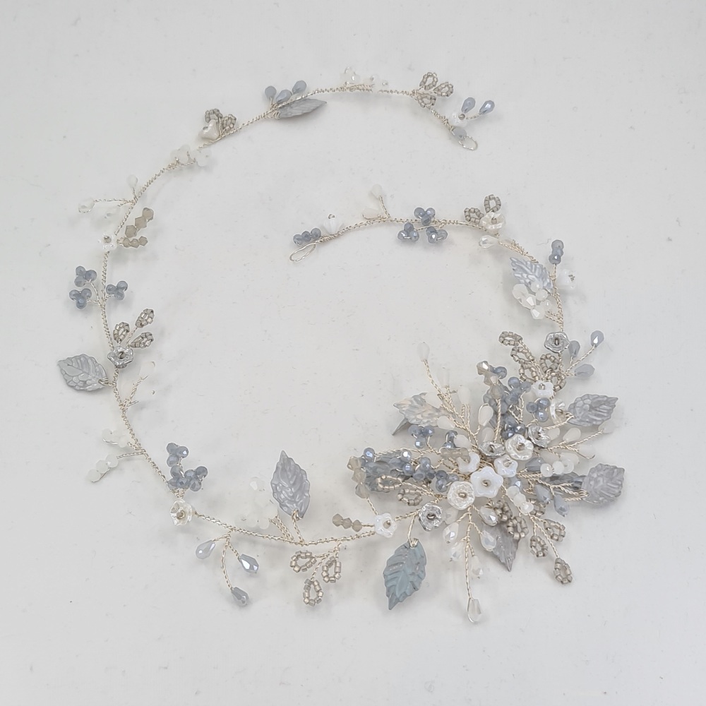 Palest Blue Floral Halo Hair Vine