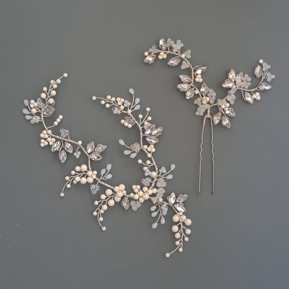 Lumi Headpiece in Silver and White