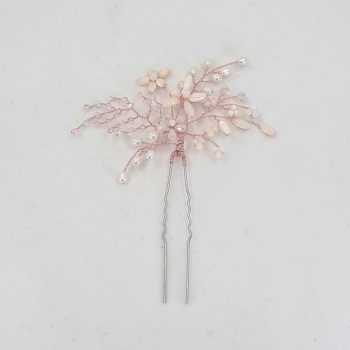 Rose Gold Mother of Pearl Flower Hair Pin