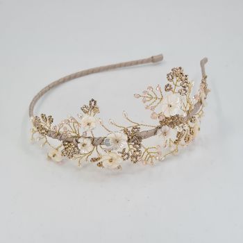 Cherry Blossom Blush and Gold Side Headdress 