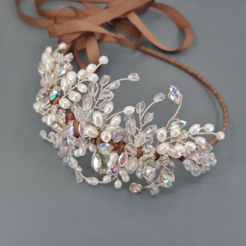Statement Pearl and Crystal Side Headdress