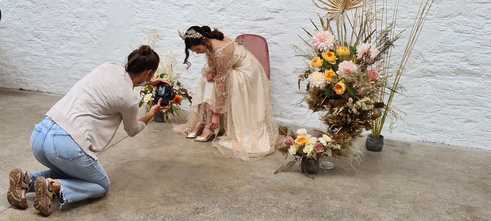 Behind the scenes of a styled bridal shoot