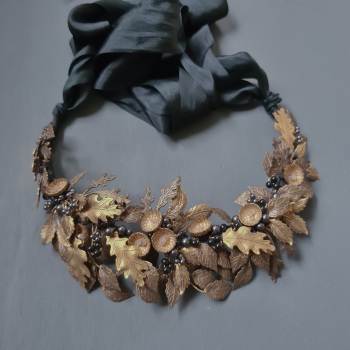 AUTUMN OAK | Autumnal Antique Gold Oak Leaf Bridal Crown 