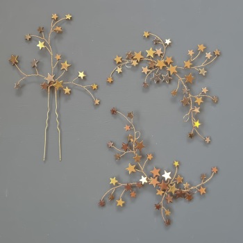 Celestial Stars Gold and Copper Headpiece and Hair Pin 