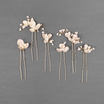 ANEMONE | Flower and Pearl Wedding Hair Pins 