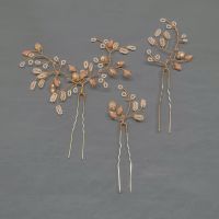 FAWN | Delicate Pale Gold and Peach Opal Wedding Hair Pins