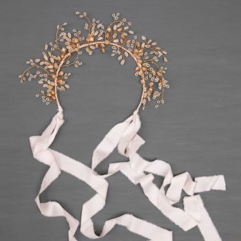 FAWN | Delicate Pale Gold and Peach Opal Bridal Crown
