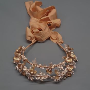 ANEMONE | Gold Flower and Crystal Halo Bridal Crown 