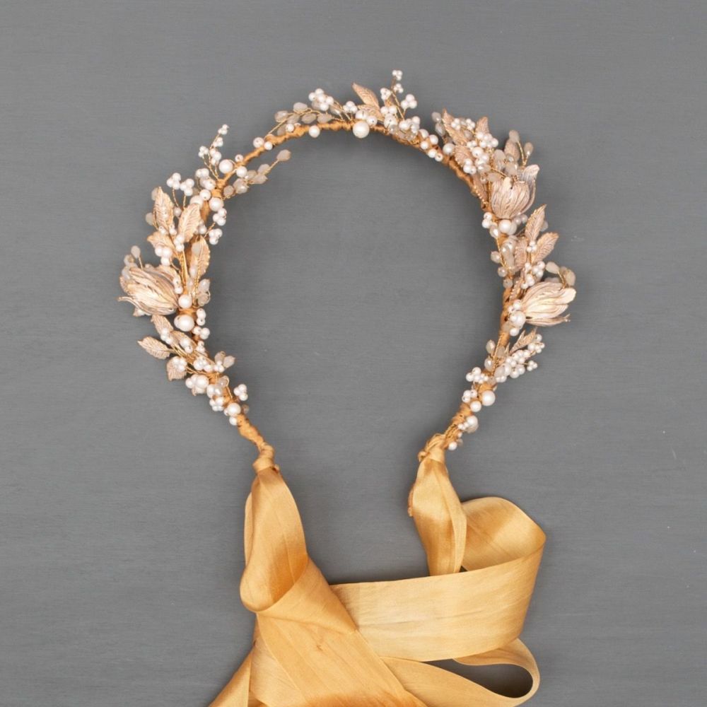 HARLOW | Pale Gold and Champagne wedding Headdress