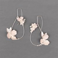 ANEMONE | Sterling Silver White Enamel flower Teardrop Statement Earrings 