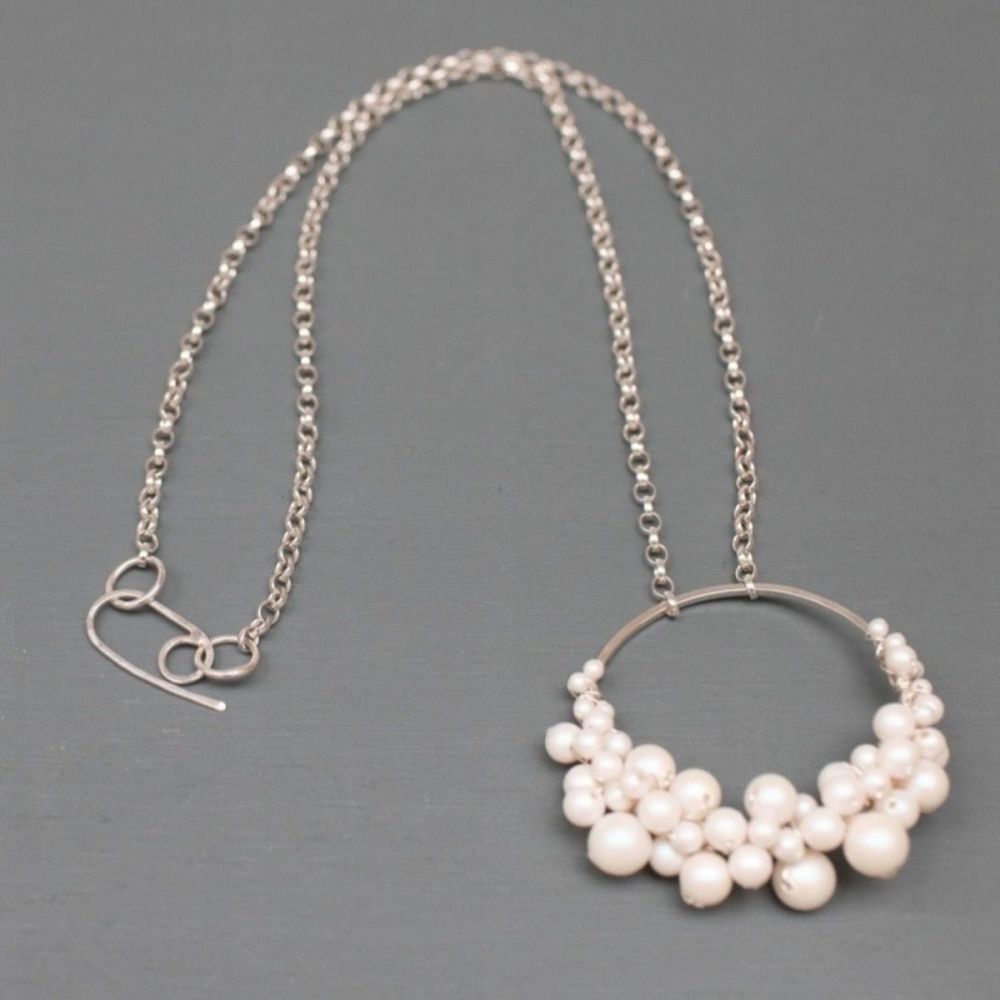 HARLOW | Sterling silver and pearl circle necklace 