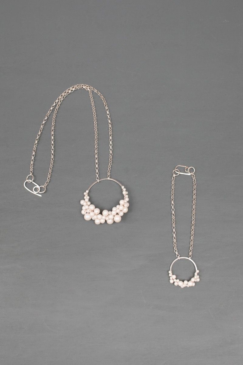 Delicate silver and pearl bridal jewellery