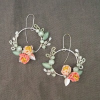 PEONY | Statement Floral Hoop Earrings 