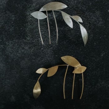 MILLEFOLIA | Precious Metal Olive Leaves Wedding Hair Comb