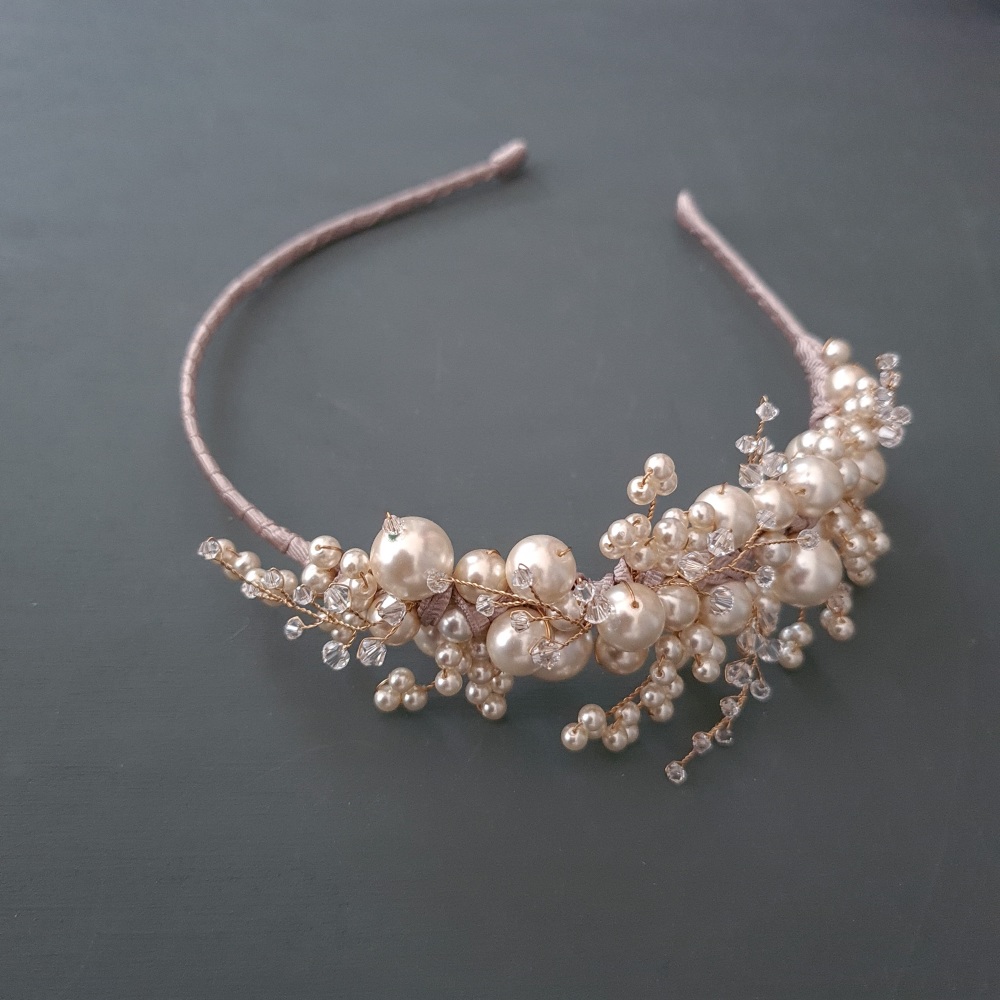 SNOWBERRY | Oversized Pearl and Crystal Vintage Inspired Side Headdress