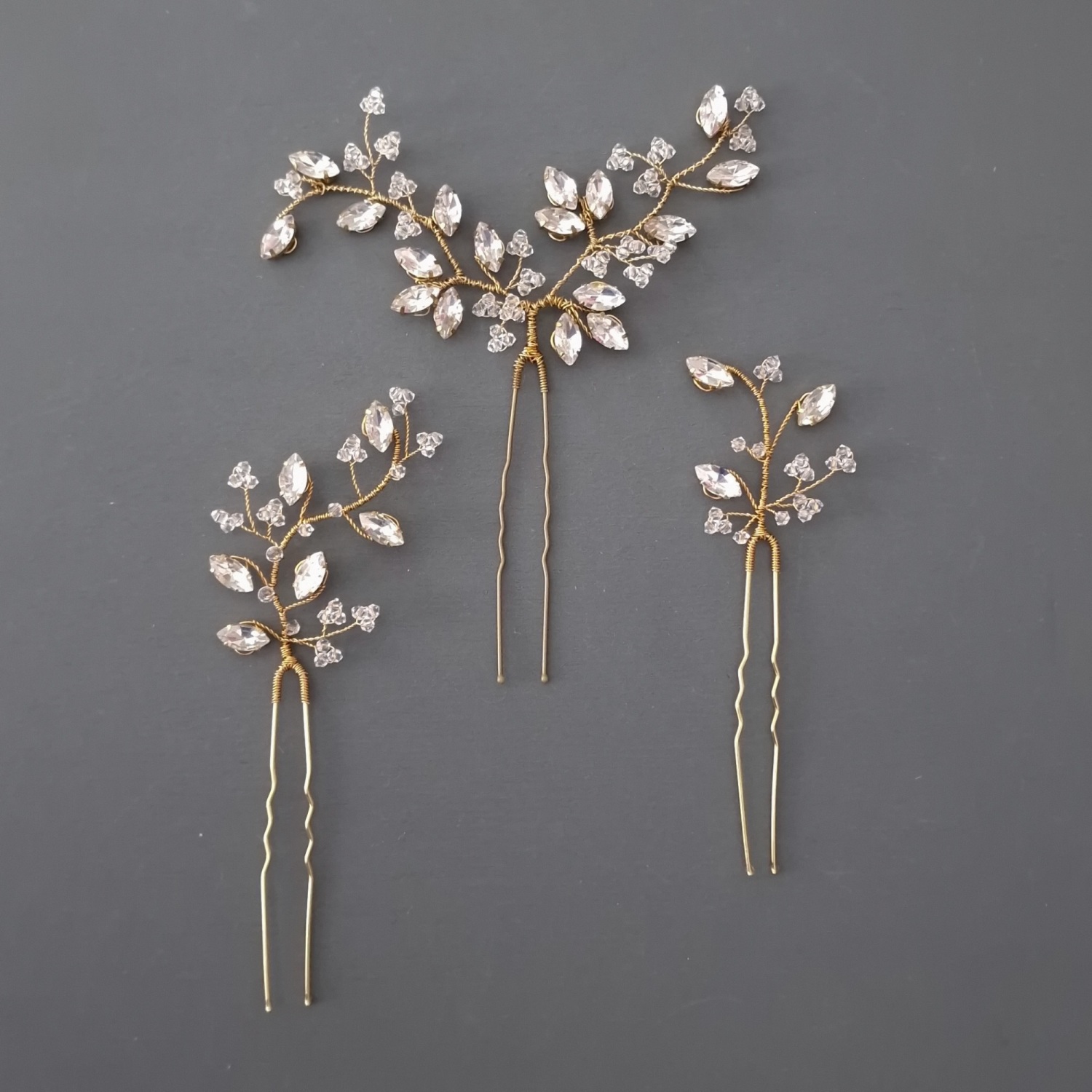 Lumi diamante and crystal wedding hair pins