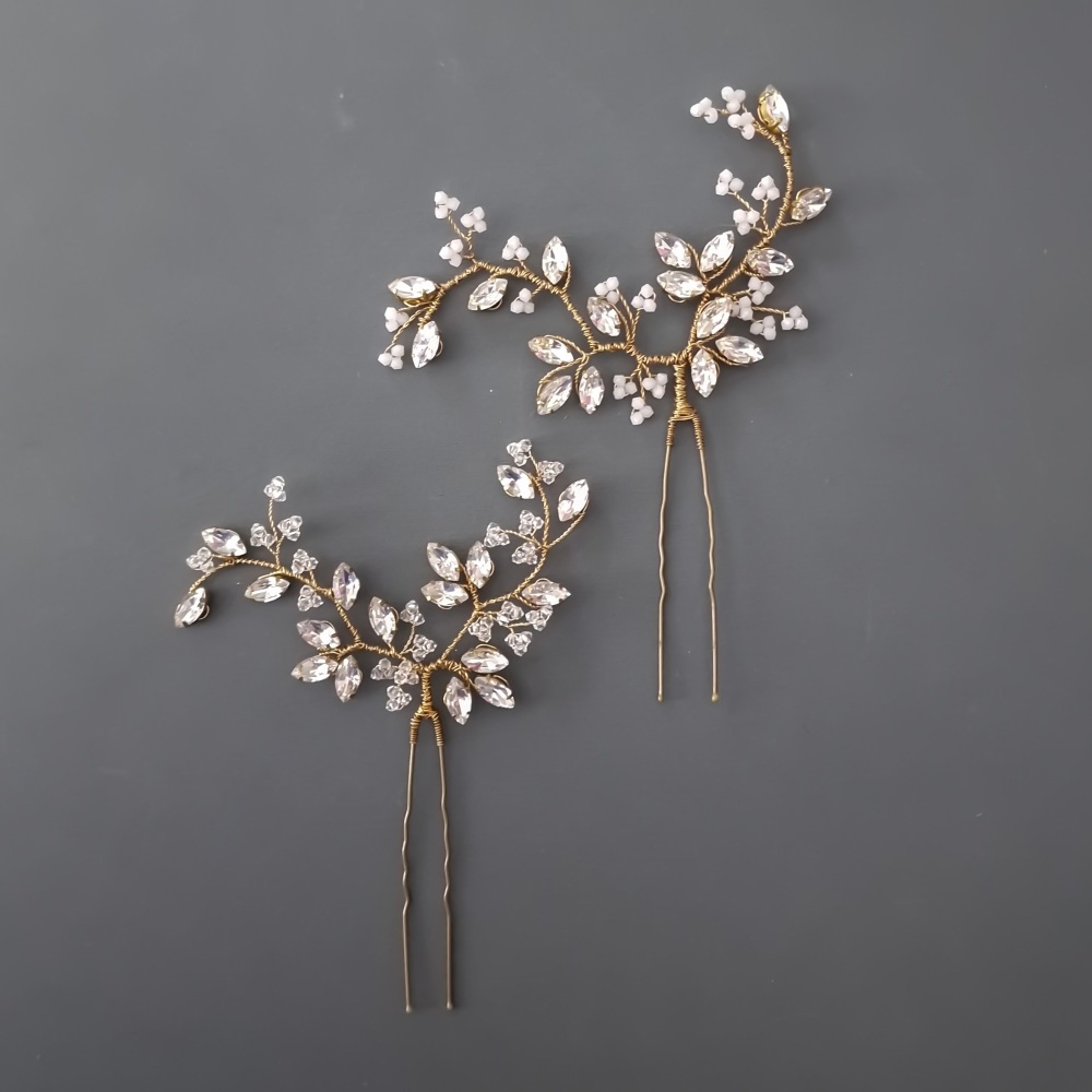 Diamante and crystal botanical wedding hair pins
