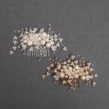 TONNAU | Floral bridal comb with over sized pearls