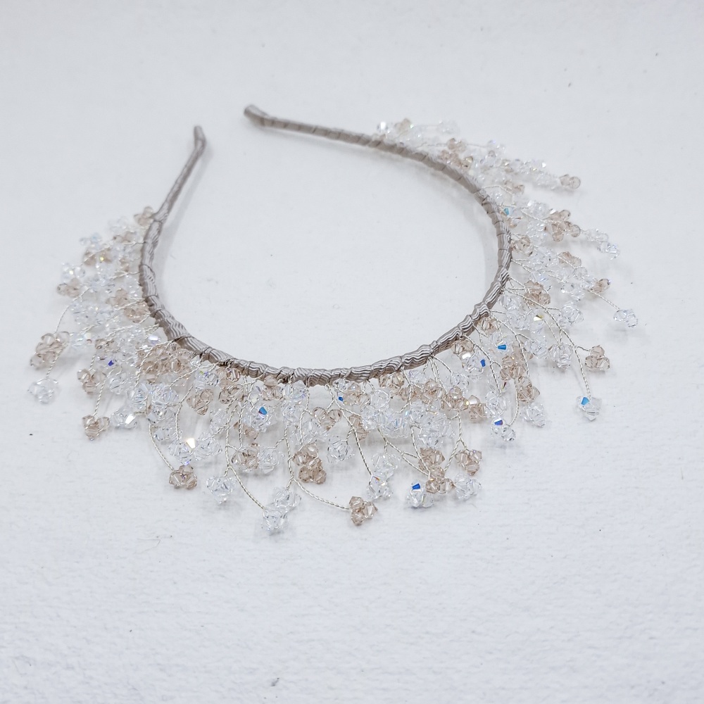 CALISTA | Palest Blush and Clear Crystal Bridal Crown