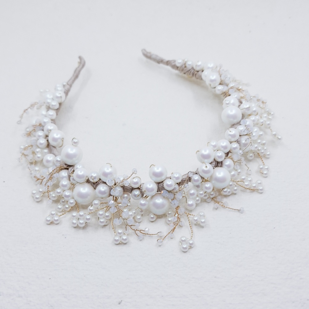 SNOWBERRY |  Silver Statement Oversized Pearl and Crystal Crown Headdress