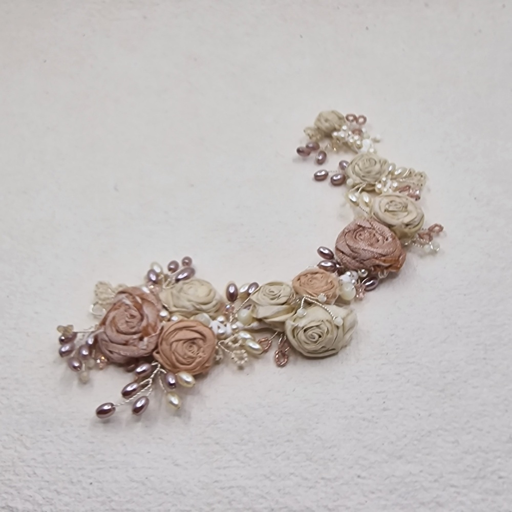 SILK ROSES | Blush and Ivory Silk Roses and Pearls Bridal Headpiece