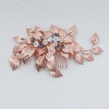 COPPER LEAVES | botanical bridal hair comb with flowers