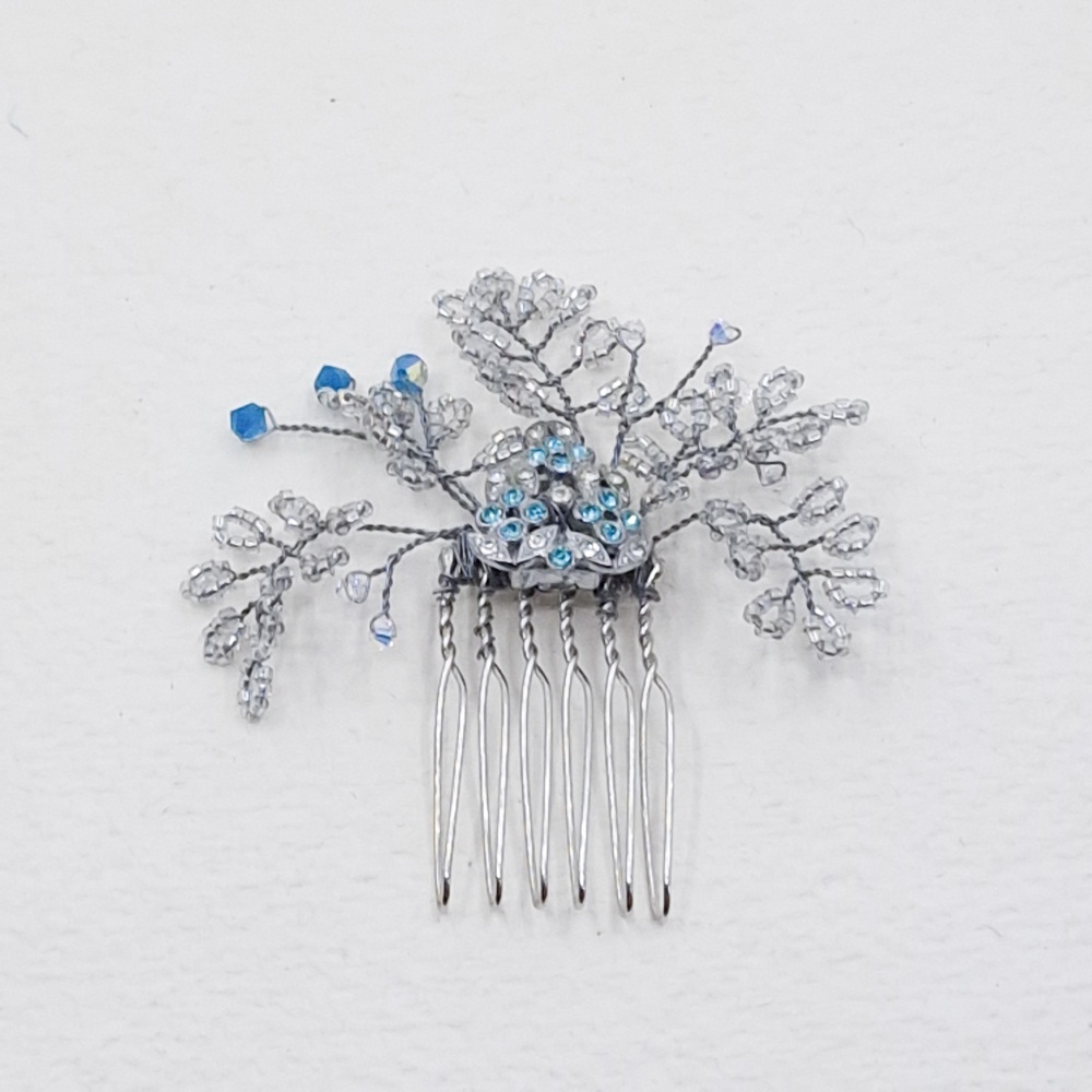 VINTAGE SILVER AND BLUE | Mini Bridal Hair Comb