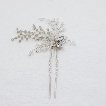 FERN | Bridal Hair Pin  in Silver, Grey and White Opal