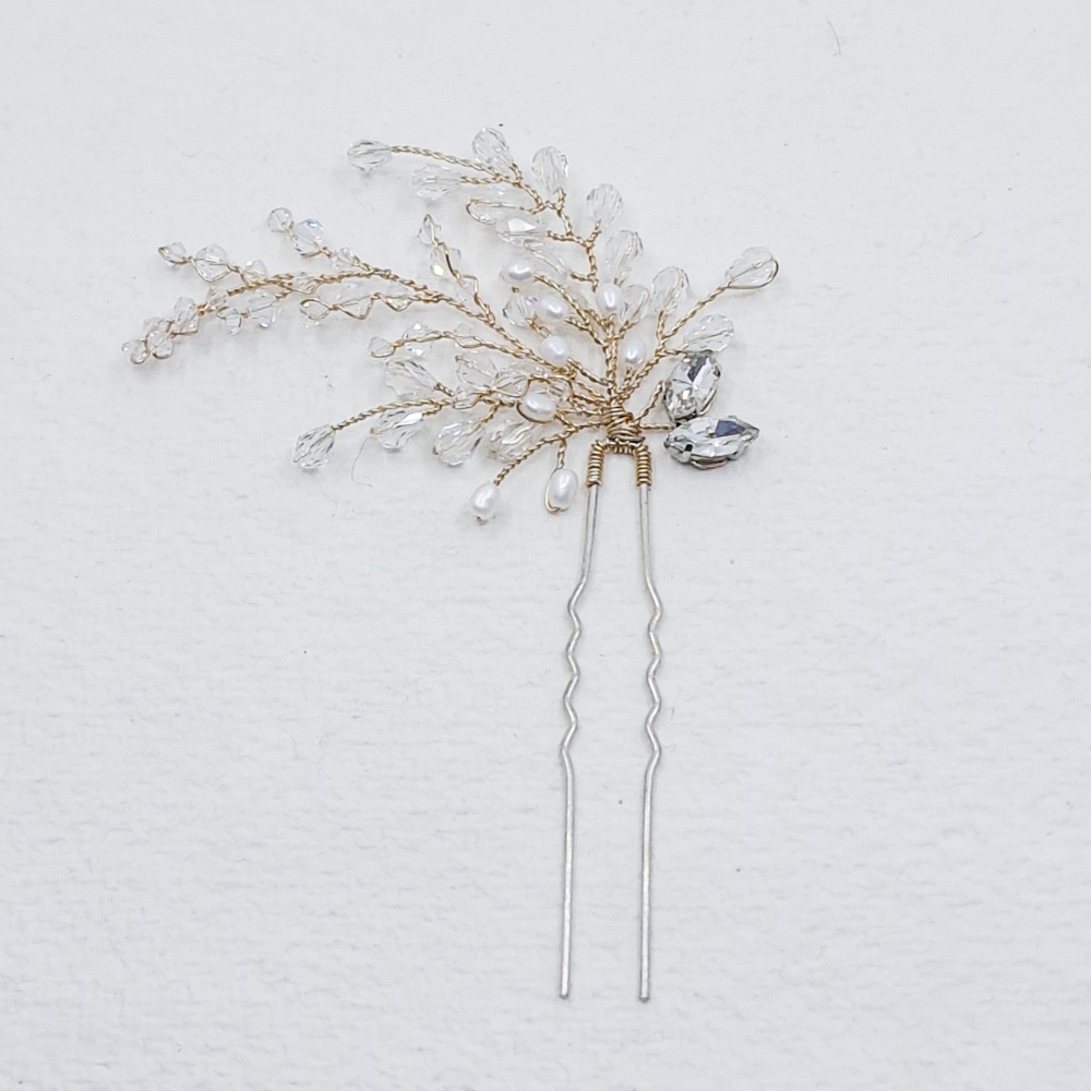FERN | Bridal Hair Pin in Silver and Freshwater Pearl