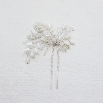 IVORY LEAVES | Statement Mother of Pearl and Crystal Bridal Hair Pin